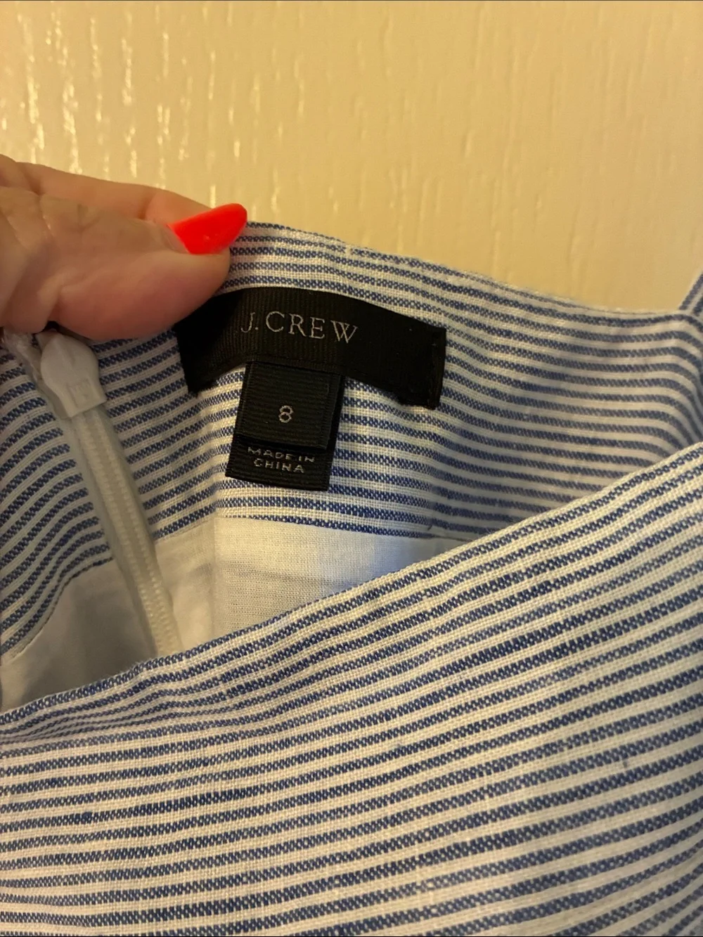 J. Crew Light Blue Pinstripe Spaghetti-Strap Jumpsuit  100% linen